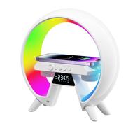 INN Réveil LED avec recharge sans fil 15w pour les téléphones portables et lampe de chevet multifonctionnel 7 couleurs réveil