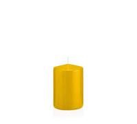 innaGLAS Bougie cylindrique Maeva, Jaune, 10cm, Ø7cm, 42h - Made in Germany - Bougie Votive