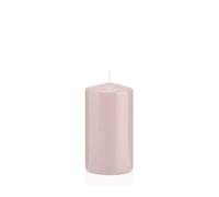 innaGLAS Bougie cylindrique Maeva, Rose Clair, 13cm, Ø7cm, 52h - Made in Germany - Bougie Votive