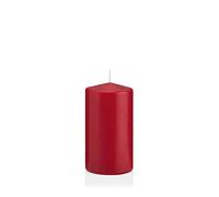 innaGLAS Bougie cylindrique Maeva, Rouge foncé, 13cm, Ø7cm, 52h - Made in Germany - Bougie Votive