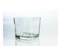 innaGLAS Grand photophore en Verre Kim, Transparent, 12 x 12 x 12cm - Vase Cube - Bougeoir en Verre