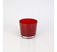 innaGLAS Photophore - Mini Vase Alena en Verre, Rouge, 8,5cm, Ø 10cm - Petit bougeoir - Vase Rond