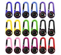 INNAL 18 Pièces Multicolore Boussoles avec Mousqueton Mini Boussole Porte oussole Enfant 9 Couleurs Multifonction pour Extérieur Camping Randonnée Voyage Chasse Escalade