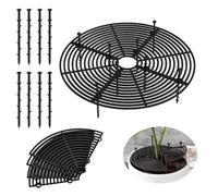 INNAL 2 Pièces 30 CM Cache-Pot de Fleurs en Grille avec 16 Piquets de Sol Grille Protection Plante Couvercle Inférieur Découpable Réutilisable,Convient pour Rotéger Les Plantes,Les Enfants(Noir)