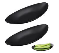 INNAL 2 Pièces Bols à Clés pour Couloir 25.3 x 13.7 x 4.3 cm Plateau Décoratif pour Clés Bol à Clé Noire Réutilisable Plateau Bijoux Noir Ovale Cela Ranger des Bijoux et des Pièces de Monnaie