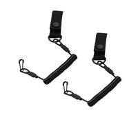 INNAL 2 Pièces Longes Tactiques Noires avec Cordon de Sécurité Elastique et Mousqueton à Spirale,Réutilisable,Convient pour Les Outils d'escalade, Les Outils de Pêche, Les Outils de Camping