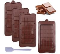 INNAL 4 Pcs Moule Tablette Chocolat Moule Chocolat Silicone Antiadhésifs Moule Silicone Chocolat Sans BPA Moules à Chocolat en Silicone avec 1 Grattoir pour Faire du Chocolat Bonbon Gelée