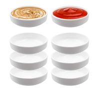 INNAL Lot de 8 Petites Coupelles à Tremper 8.7 x 8.7 x 2.5cm Empilables Coupelle Sauce Mini Bols Ronds pour Sauce Soja épices Fruits Collations Snacks Trempage Confiture (Blanc)