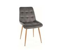 Innbee Chaise Chic D en velours gris, 50 x 88 cm, structure en métal, chaise de salle à manger