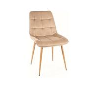 Innbee Chic D Velvet Chaise de salle à manger en métal et chêne Beige 50 x 88 cm