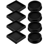 Innconee Lot de 8 patins antidérapants pour meubles comprenant des patins ronds de 5,1 x 5,1 cm et carrés de 7,6 x 7,6 cm en caoutchouc pour roulettes carrées pour lit, canapé, table, chaise (noir