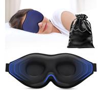 INNELO Masque de sommeil 3D pour les personnes dormant sur le côté, 100% opaque, avec zone oculaire creusée, doux et confortable, sacoche incluse - pour femmes et hommes, idéal pour voyager, bleu
