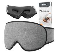 INNELO Masque de sommeil en coton pour les personnes dormant sur le côté, Masque de Nuit 3D avec protection auditive, ultra doux et confortable, Masque pour les yeux à Velcro, homme-femme, Gris