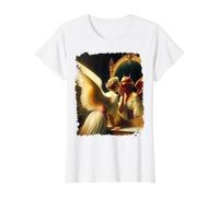 Inner Duality Miroir Ange Démon Design Renaissance T-Shirt Graphique avec Valeur, Femme, Blanc, L