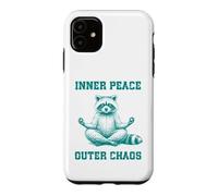 Inner, Peace Outer Chaos Drôle Raton Laveur Méditation Yoga Coque pour iPhone 11