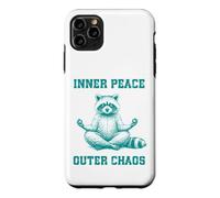 Inner, Peace Outer Chaos Drôle Raton Laveur Méditation Yoga Coque pour iPhone 11 Pro Max
