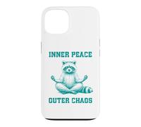 Inner, Peace Outer Chaos Drôle Raton Laveur Méditation Yoga Coque pour iPhone 13