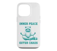 Inner, Peace Outer Chaos Drôle Raton Laveur Méditation Yoga Coque pour iPhone 13 Pro