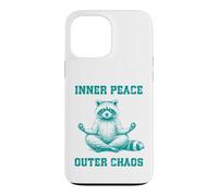 Inner, Peace Outer Chaos Drôle Raton Laveur Méditation Yoga Coque pour iPhone 13 Pro Max