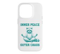 Inner, Peace Outer Chaos Drôle Raton Laveur Méditation Yoga Coque pour iPhone 14 Pro