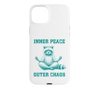 Inner, Peace Outer Chaos Drôle Raton Laveur Méditation Yoga Coque pour iPhone 15 Plus