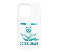 Inner, Peace Outer Chaos Drôle Raton Laveur Méditation Yoga Coque pour iPhone 15 Pro