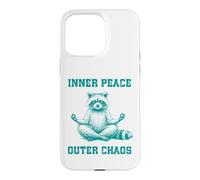 Inner, Peace Outer Chaos Drôle Raton Laveur Méditation Yoga Coque pour iPhone 15 Pro Max