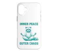 Inner, Peace Outer Chaos Drôle Raton Laveur Méditation Yoga Coque pour iPhone 16 Plus