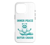 Inner, Peace Outer Chaos Drôle Raton Laveur Méditation Yoga Coque pour iPhone 16 Pro