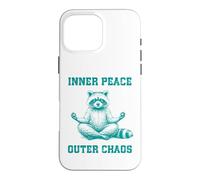 Inner, Peace Outer Chaos Drôle Raton Laveur Méditation Yoga Coque pour iPhone 16 Pro Max