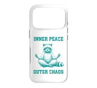 Inner, Peace Outer Chaos Drôle Raton Laveur Méditation Yoga Coque pour iPhone 17 Pro
