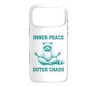 Inner, Peace Outer Chaos Drôle Raton Laveur Méditation Yoga Coque pour iPhone 17 Pro Max