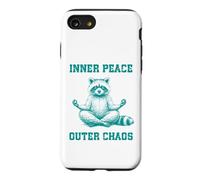 Inner, Peace Outer Chaos Drôle Raton Laveur Méditation Yoga Coque pour iPhone SE (2020) / 7/8