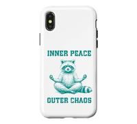 Inner, Peace Outer Chaos Drôle Raton Laveur Méditation Yoga Coque pour iPhone X/XS