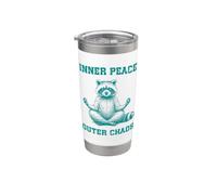 Inner, Peace Outer Chaos Drôle Raton Laveur Méditation Yoga Gobelet isotherme en acier inoxydable double paroi