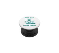 Inner, Peace Outer Chaos Drôle Raton Laveur Méditation Yoga PopSockets PopGrip Adhésif
