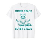 Inner, Peace Outer Chaos Drôle Raton Laveur Méditation Yoga T-Shirt Graphique avec Valeur