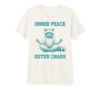 Inner, Peace Outer Chaos Drôle Raton Laveur Méditation Yoga T-Shirt Haut de Gamme