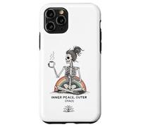 Inner Peace Outer Chaos Squelette Café Halloween Yoga Coque pour iPhone 11 Pro