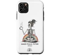 Inner Peace Outer Chaos Squelette Café Halloween Yoga Coque pour iPhone 11 Pro Max