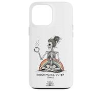 Inner Peace Outer Chaos Squelette Café Halloween Yoga Coque pour iPhone 13 Pro Max