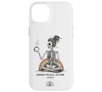 Inner Peace Outer Chaos Squelette Café Halloween Yoga Coque pour iPhone 14 Plus