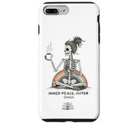 Inner Peace Outer Chaos Squelette Café Halloween Yoga Coque pour iPhone 7 Plus/8 Plus