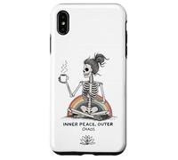 Inner Peace Outer Chaos Squelette Café Halloween Yoga Coque pour iPhone XS Max
