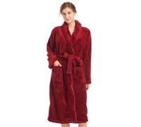 Inner Wish Peignoir en polaire pelucheuse pour femme, peignoir de spa confortable et chaud avec poches (gris clair + rose rouge), bordeaux, Large-X-Large