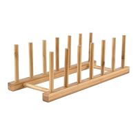 INNERNEED Support d'assiettes en bois de bambou pour vaisselle, assiette, bol, tasse, couvercle de casserole, planche à découper (lot de 1)
