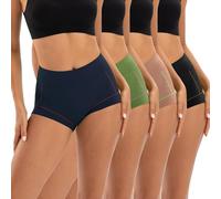 INNERSY Boxer Coton pour Femme Shorty sous Robe Taille Haute Boyshort Court Confortable Lot de 4 (M,Noir/Brun/Bleu Marin/Vert Olive)