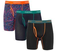 INNERSY Boxer Long Homme Calecon en Maille, M, Bleu Marine/Noir/Cercles