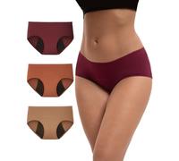INNERSY Culotte de Regle Flux Abondant Coton,XL, Rouge Foncé/Marron/Brique | Culottes Menstruelles Absorbante 50ML, Shorty Incontinence Anti-fuite Lavable, Sous-vêtements Post Accouchement Taille Basse