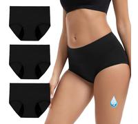 INNERSY Culotte de Règle Flux Abondant Noire Slip Menstruel Bambou Shorty Anti Fuite Lavable Lot de 3 (XXL, 3 Noir Classique)